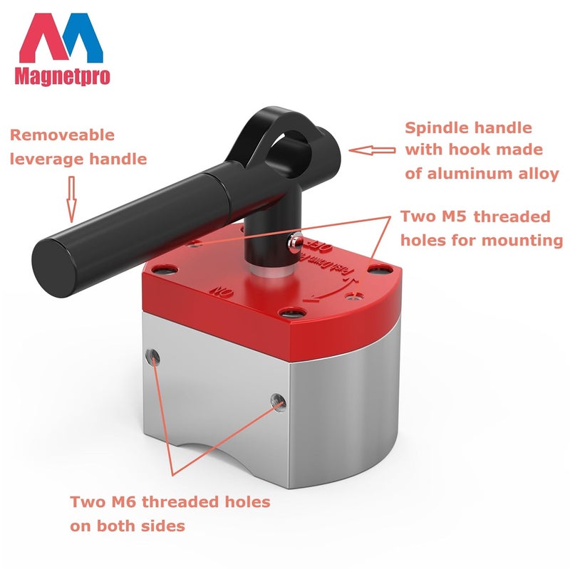 Magnetpro Multipurpose Switch Magnet, 660 LB Pull-Off Force Switchable Magnetic System, On/Off Magnet for Lifting, Working&Welding Positioning, Liquid Filtration, Automation, Metal Separation - Image 2